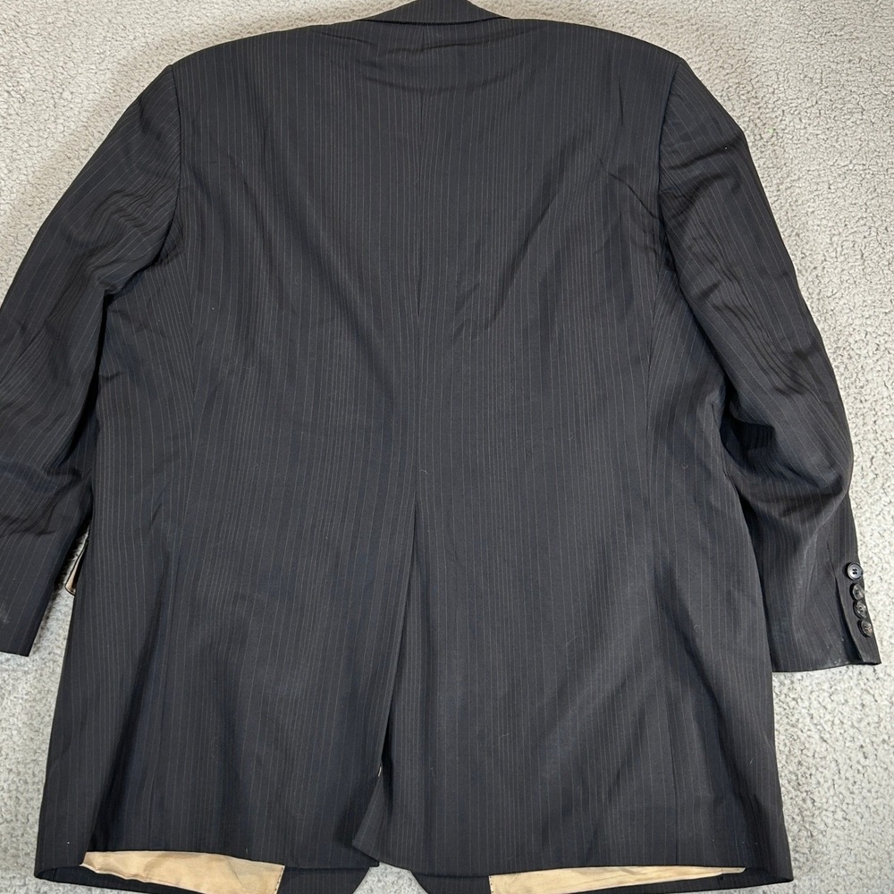 VTG Hugo Boss Mens Pinstripe Blazer Jacket Dark Gray Two Button Made in USA 48R - Picture 3 of 16